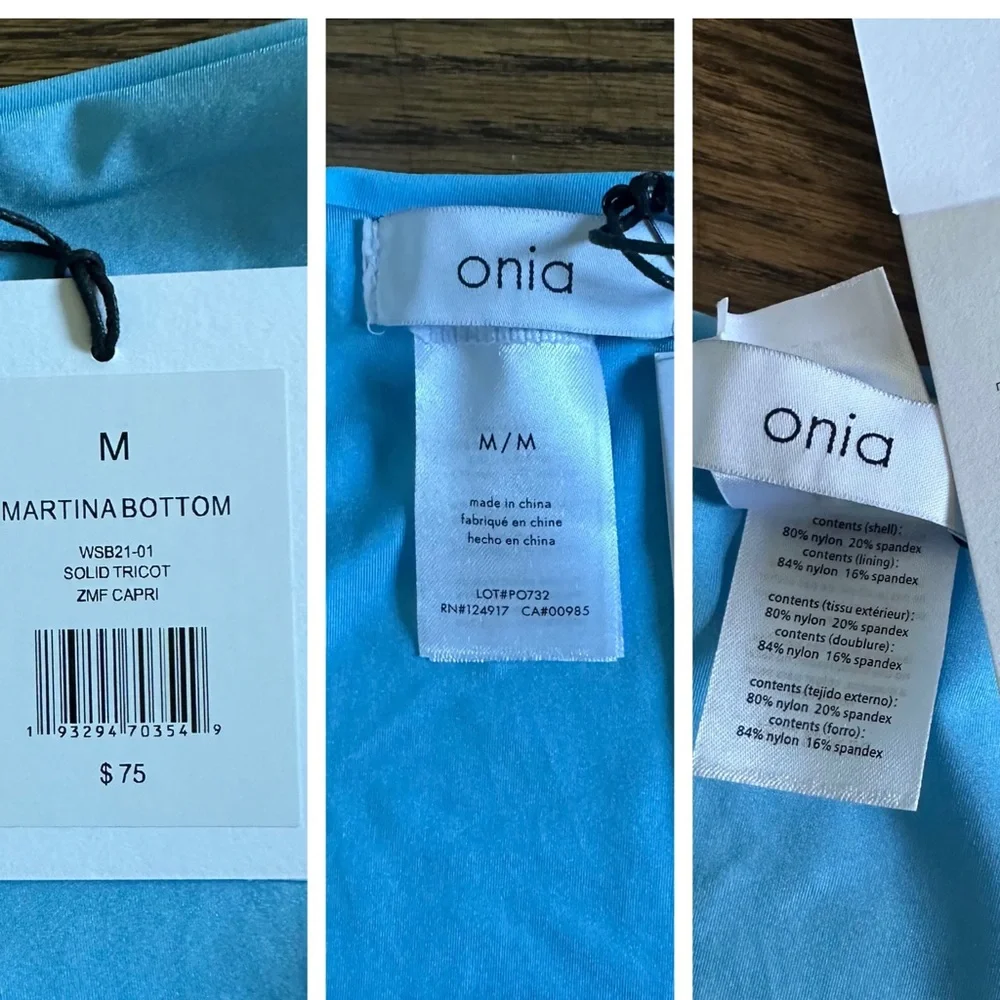Onia Capri Blue Bikini Set, Alexa Top & Martina Bottom, NWT